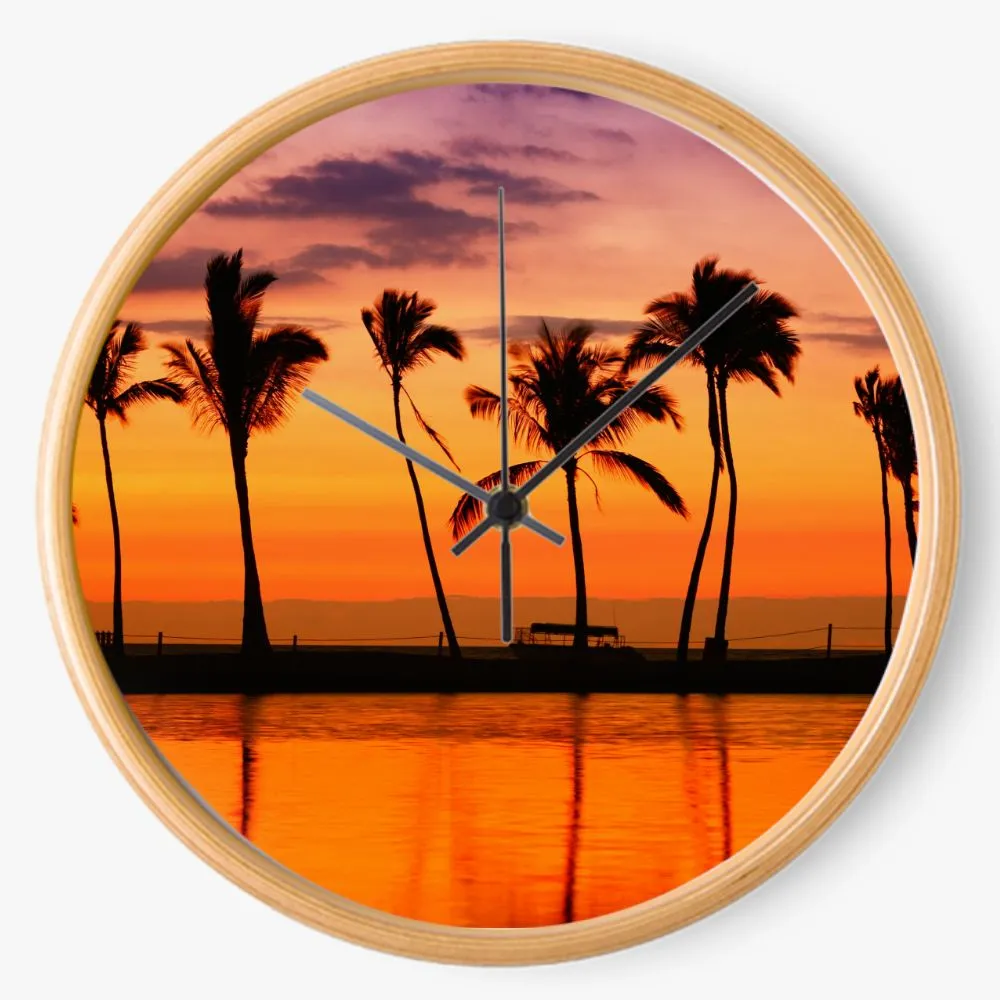 Palm Tree Sunset 10 inch wall clock