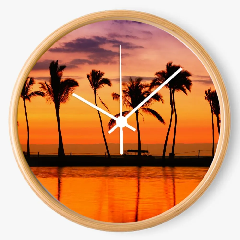 Palm Tree Sunset 10 inch wall clock