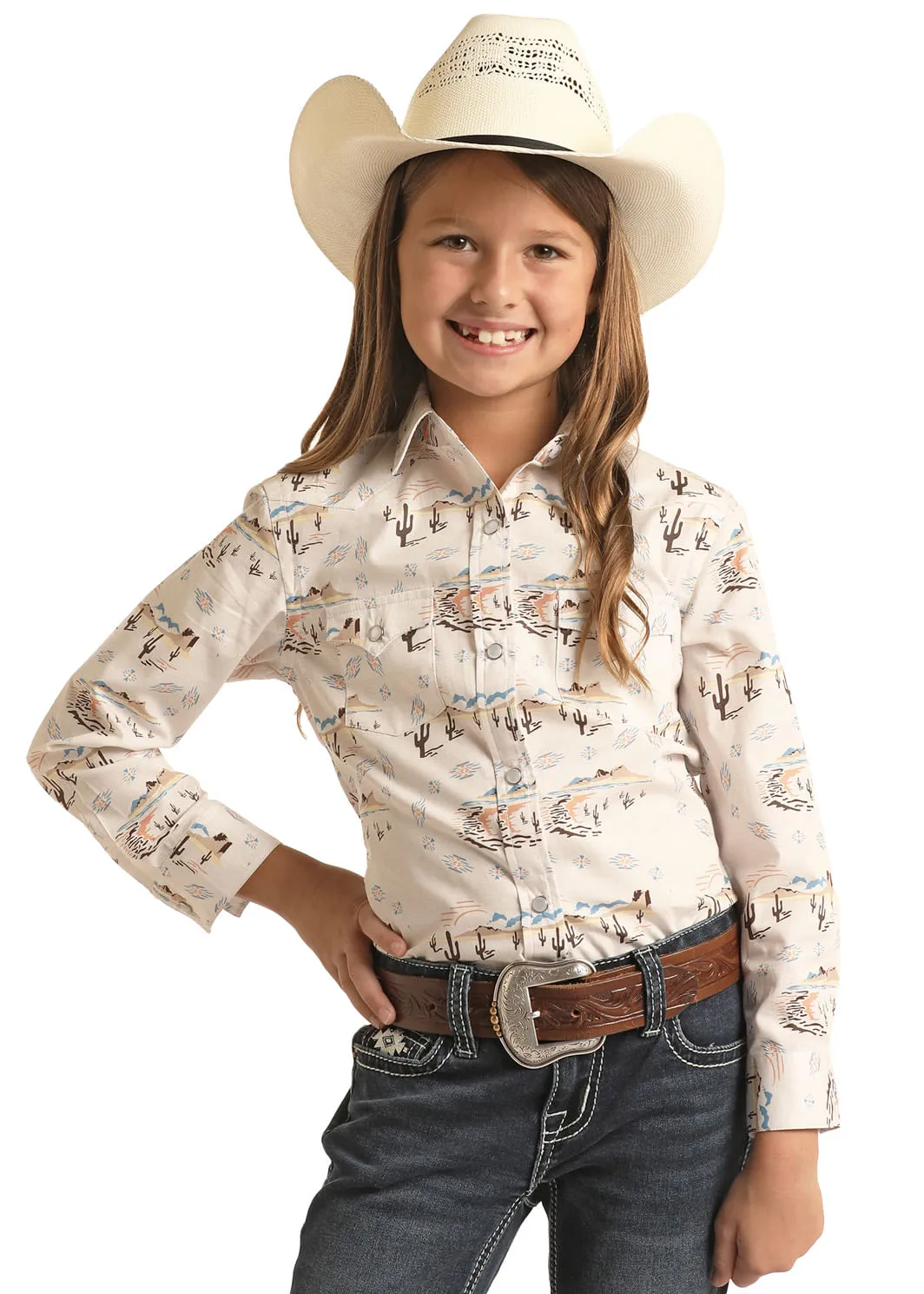 Panhandle Slim Kids Girls Desert Long Sleeve Shirt