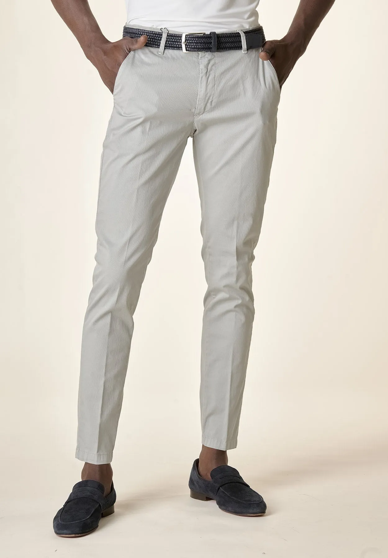 Pantalone grigio chiaro armatura cotone stretch slim fit