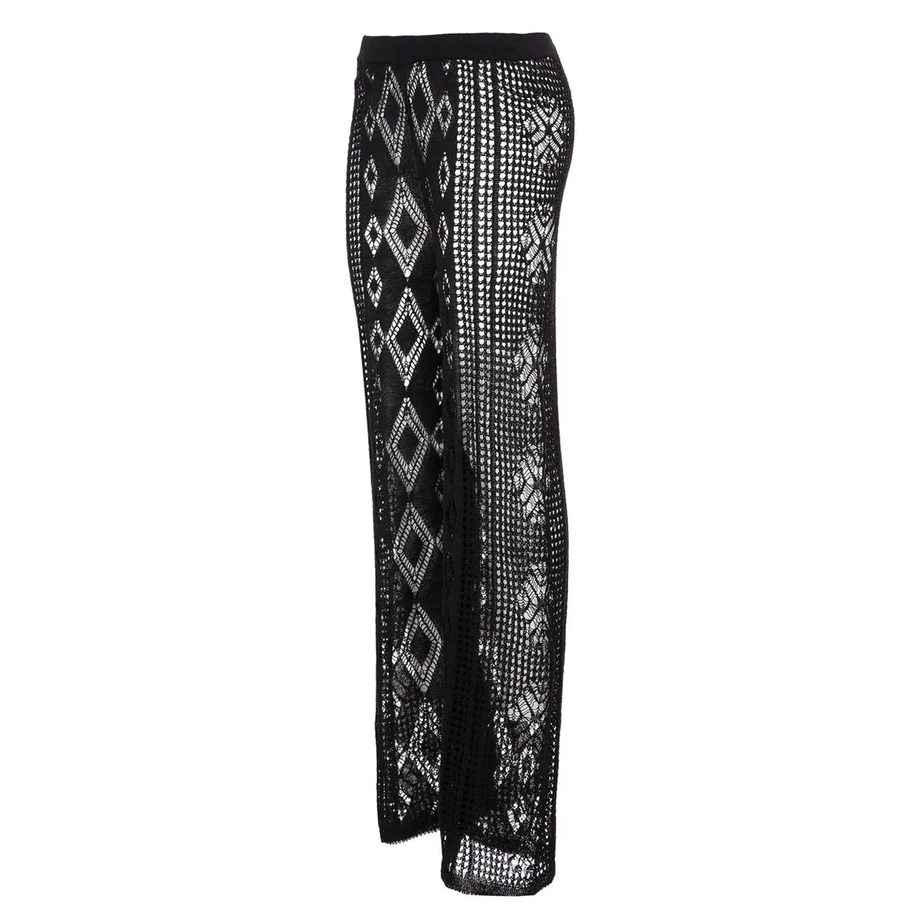 PANTALONE PUNTO PIZZO LINO Donna Nero