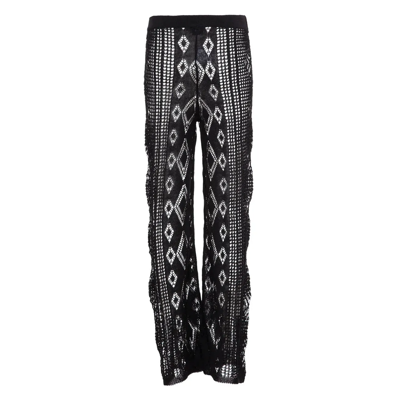 PANTALONE PUNTO PIZZO LINO Donna Nero