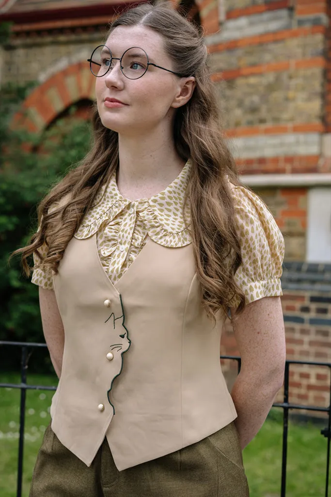 Peeky Kitten Waistcoat (Camel)