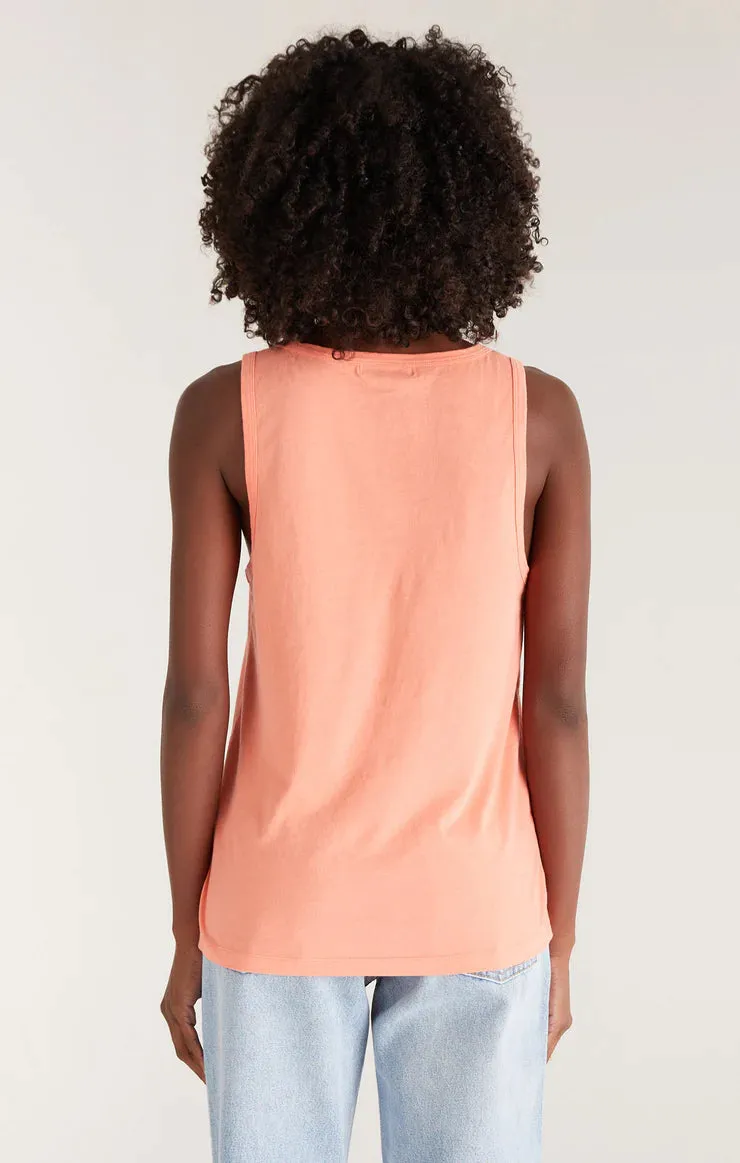 Pia Soft V Neck Tank Top I Orange Sorbet