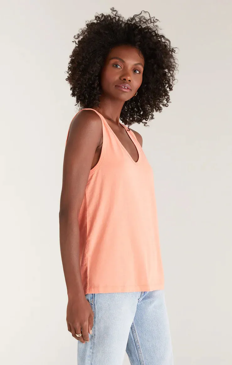 Pia Soft V Neck Tank Top I Orange Sorbet