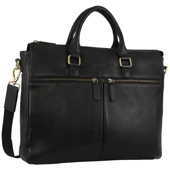 Pierre Cardin Rustic Leather Laptop Satchel PC3296