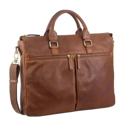 Pierre Cardin Rustic Leather Laptop Satchel PC3296