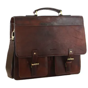 Pierre Cardin Rustic Leather Laptop Satchel PC3523