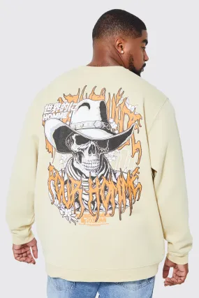 Plus Cowboy Skeleton Graphic Sweatshirt