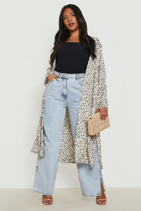 Plus Leopard Woven Midi Kimono