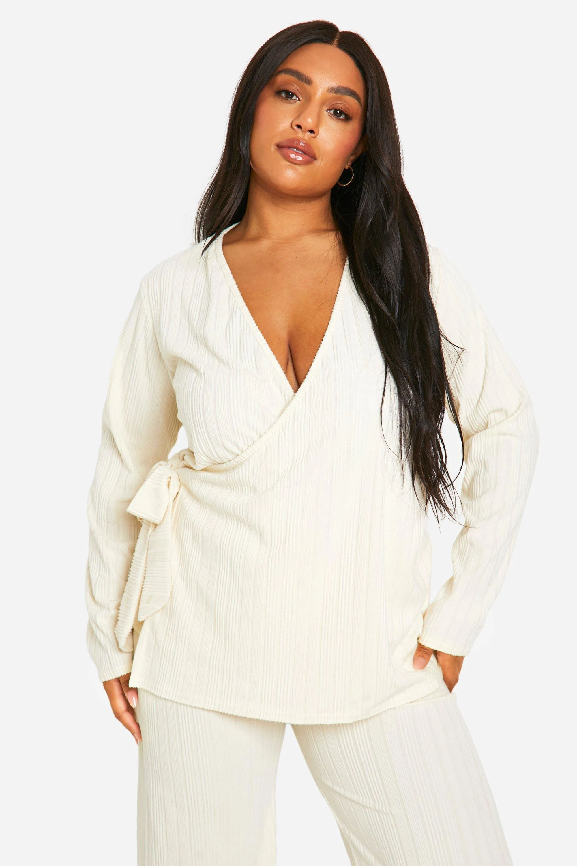 Plus Soft Rib Lounge Wrap Top