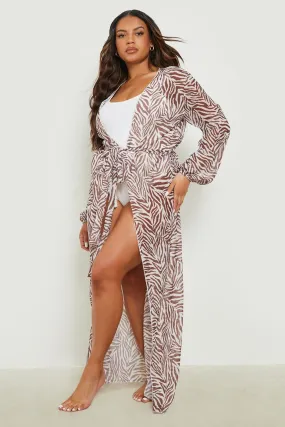 Plus Tiger Maxi Beach Kimono