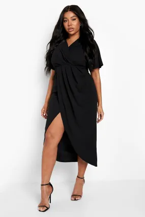 Plus Wrap Kimono Sleeve Midaxi Dress