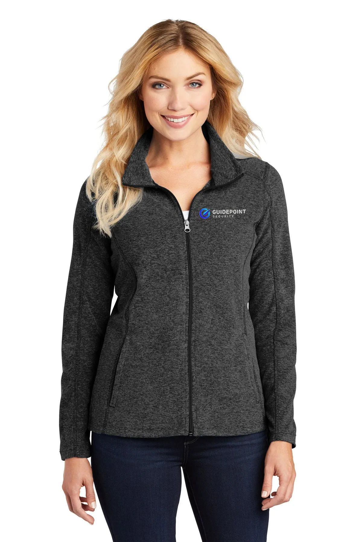 Port Authority Ladies Microfleece Jacket, Black Charcoal [GuidePoint Security]