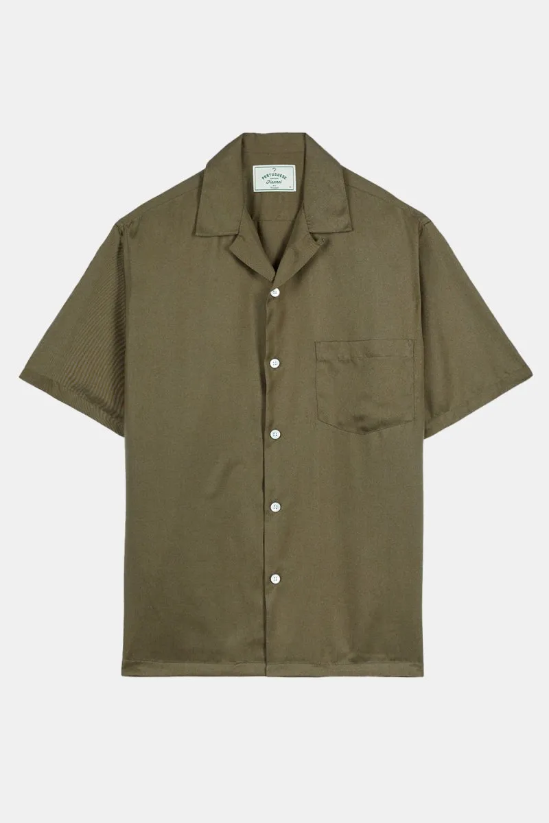 Portuguese Flannel Camp Collar Shirt (Dry Green)