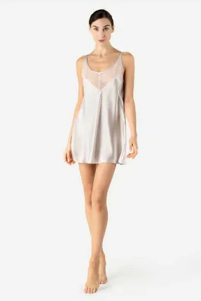 Precious Sunset Silk Babydoll - Pearl Grey