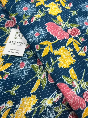 Printed Kantha pure cotton fabric