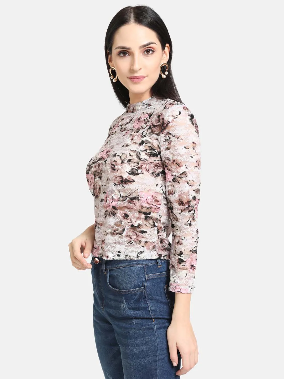 Printed Lace Top