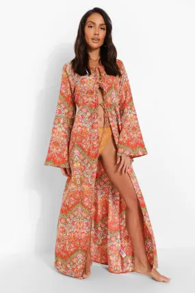 Printed Maxi Beach Kimono