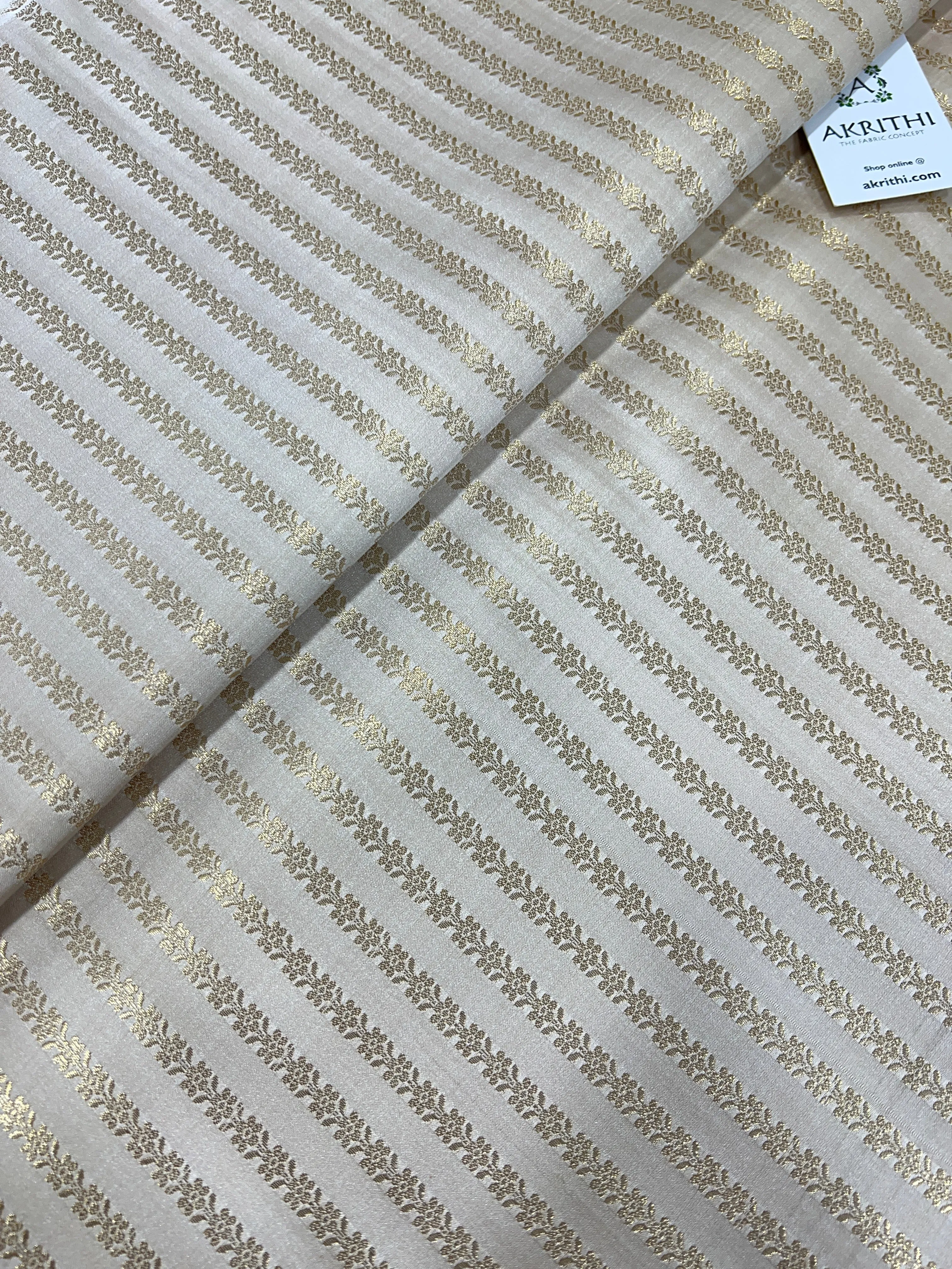 Pure Banarasi brocade fabric beige