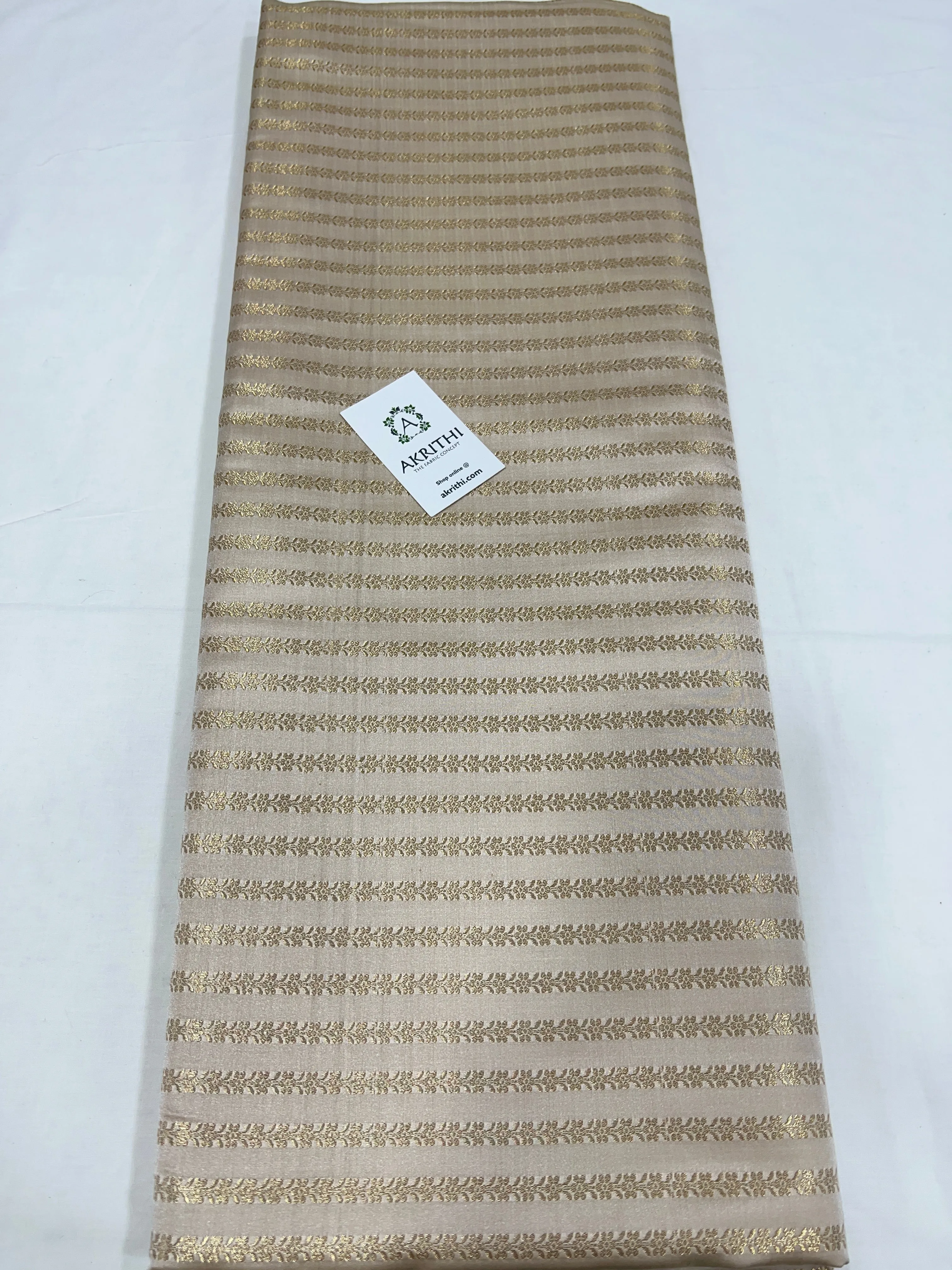 Pure Banarasi brocade fabric beige