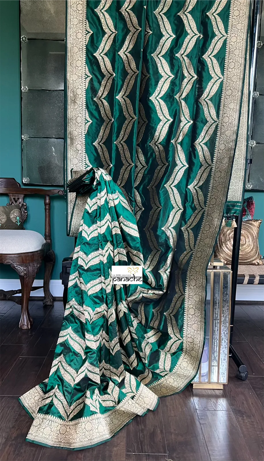 Pure Silk Banarasi - Bottle Green Kadwa