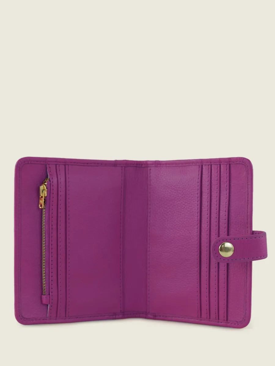 Purple Leather Wallet for Women - LePortefeuille Jeanne Sorbet Blackcurrant | PAUL MARIUS