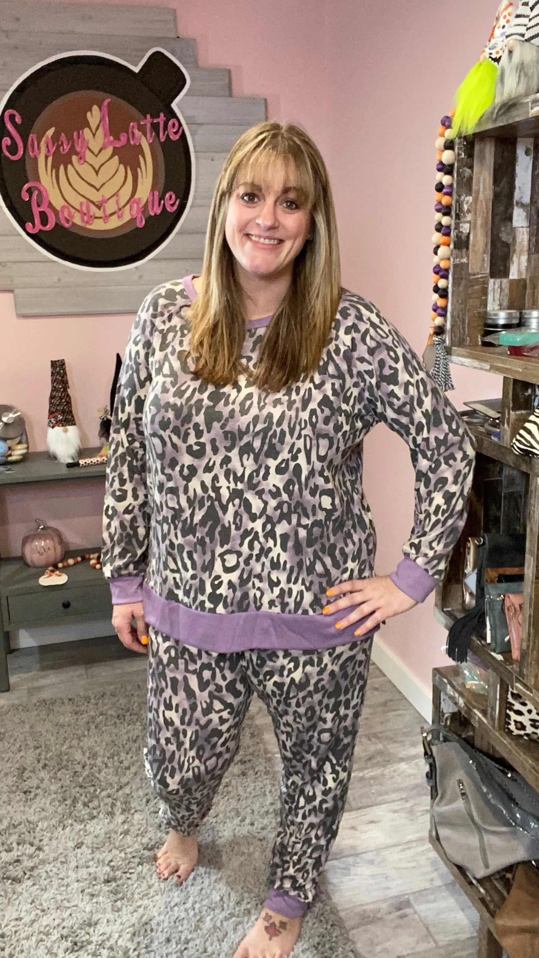 Purple Leopard Lounge Set