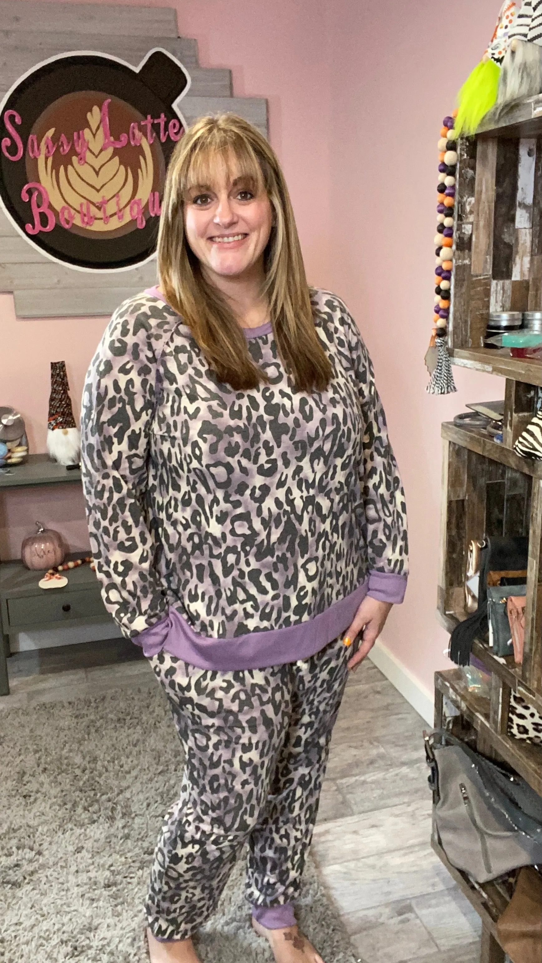 Purple Leopard Lounge Set