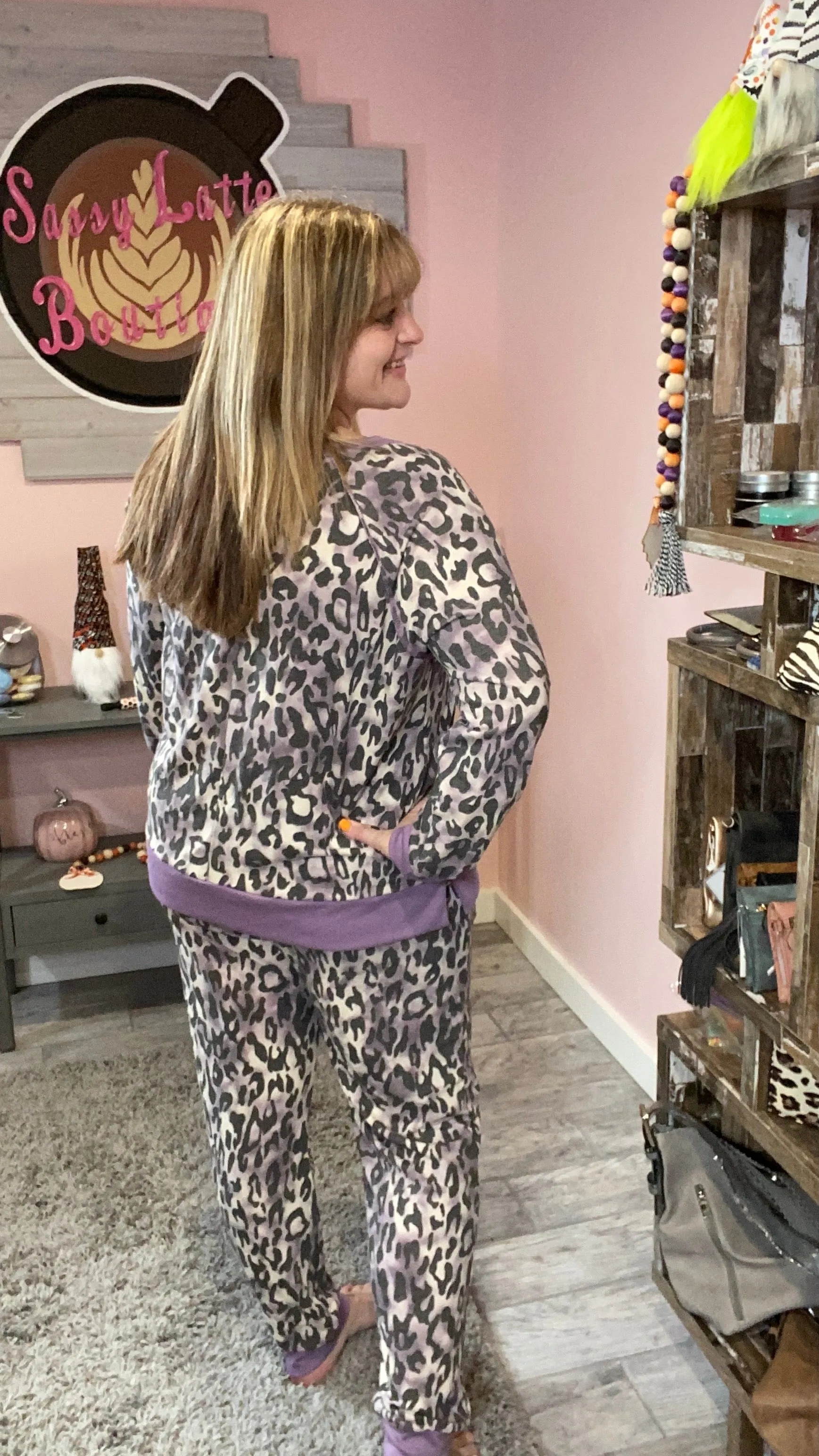 Purple Leopard Lounge Set