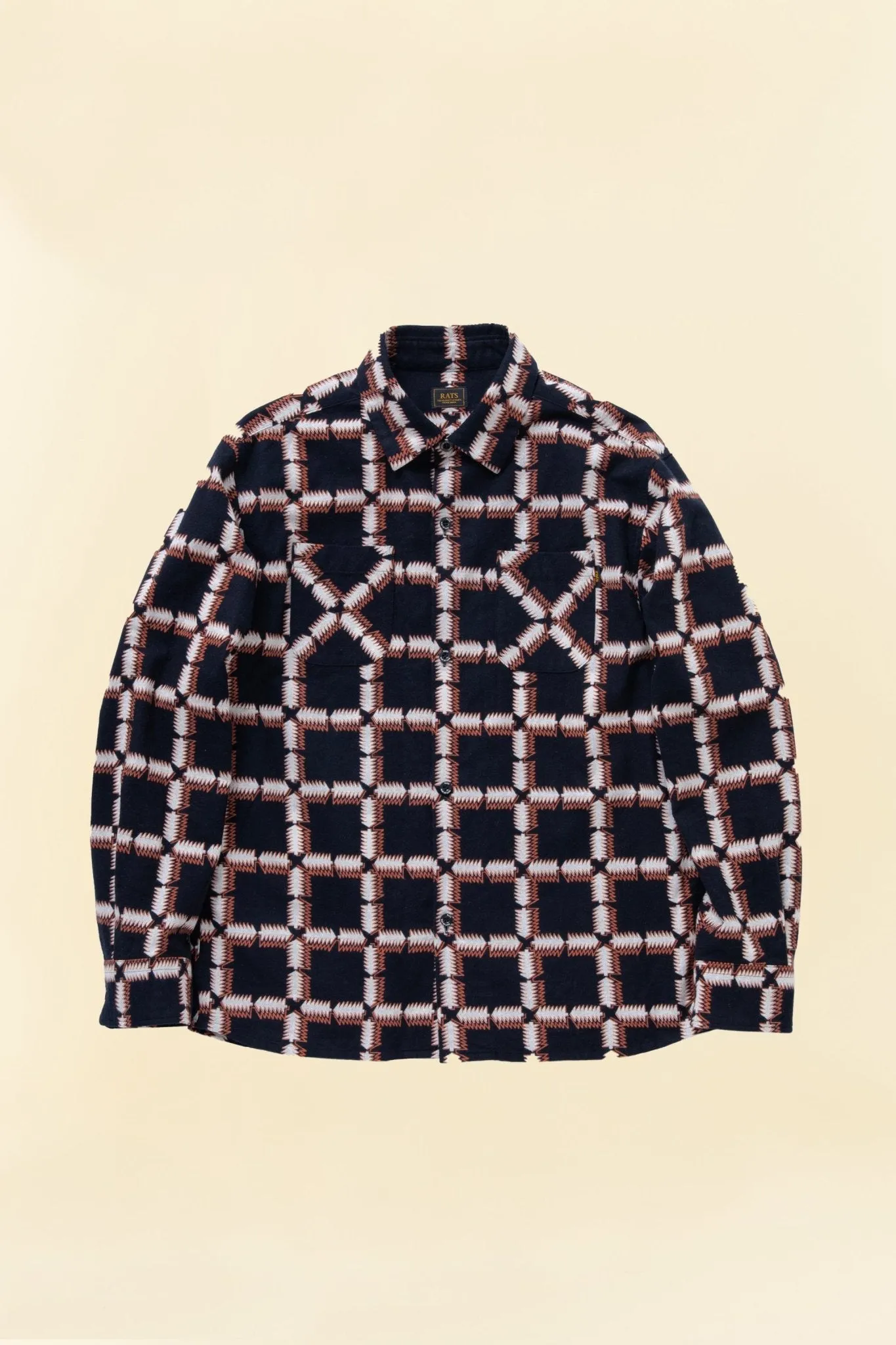 Rats Native Print Flannel Shirt - Black / Orange