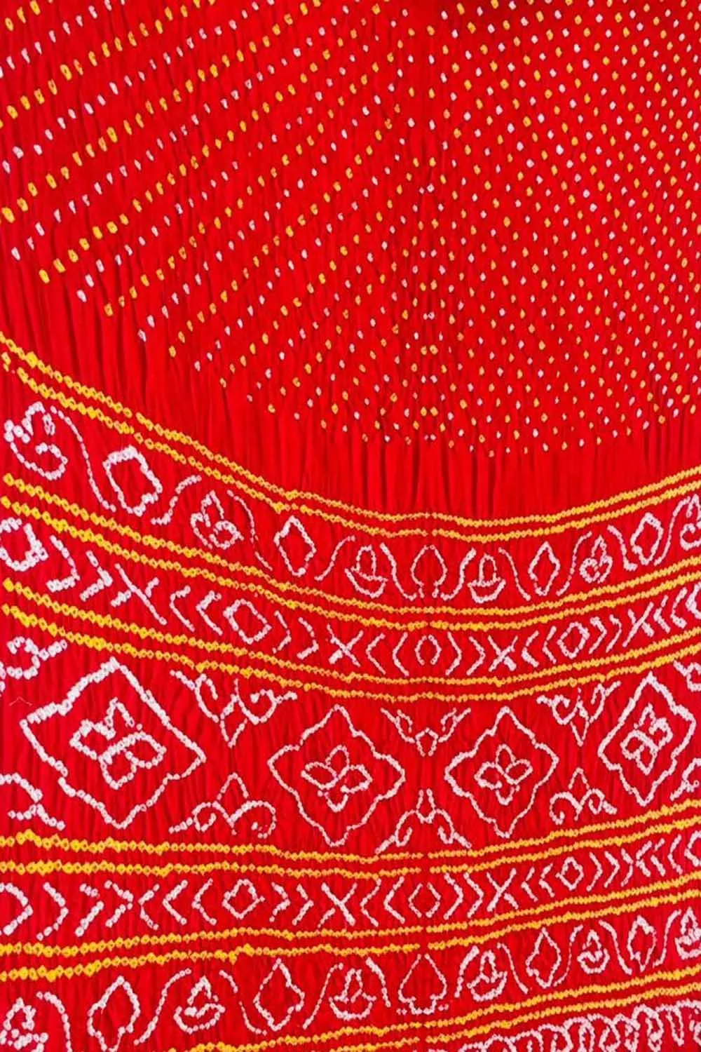 Red Bandhani Pure Gajji Silk Saree