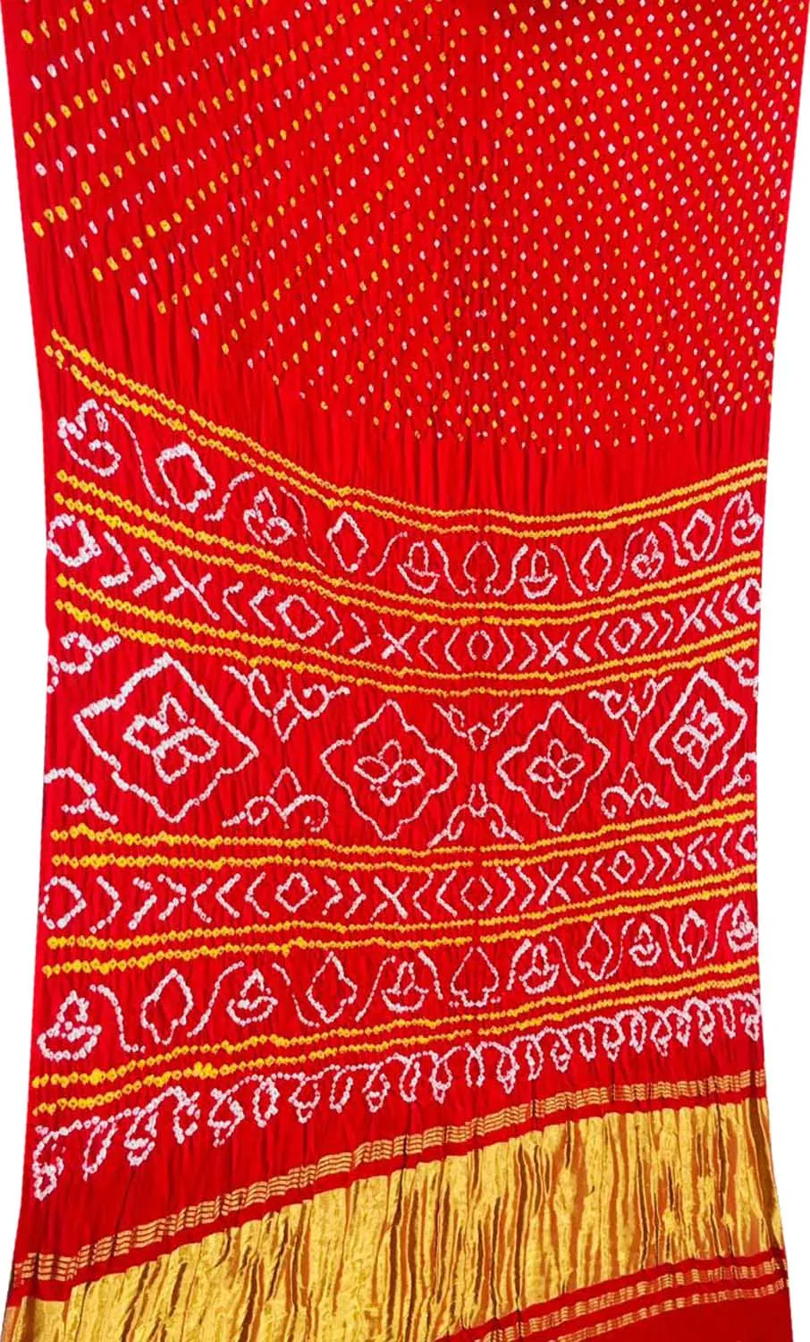 Red Bandhani Pure Gajji Silk Saree