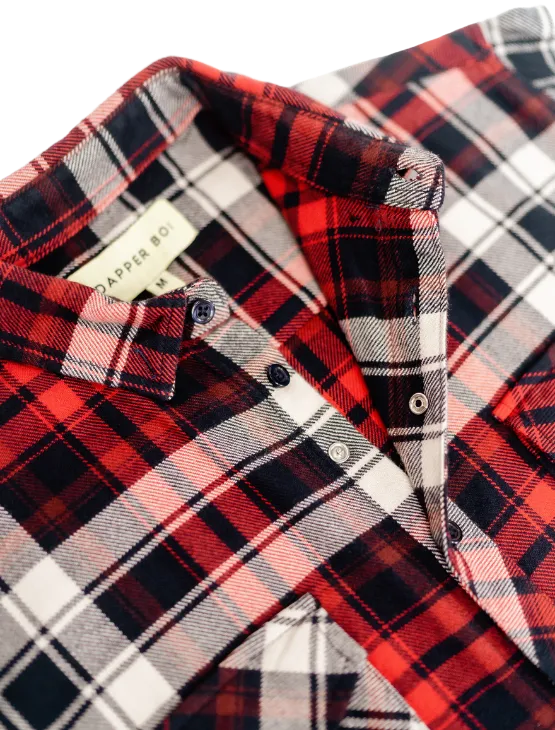 Red Plaid Flannel Button-Up