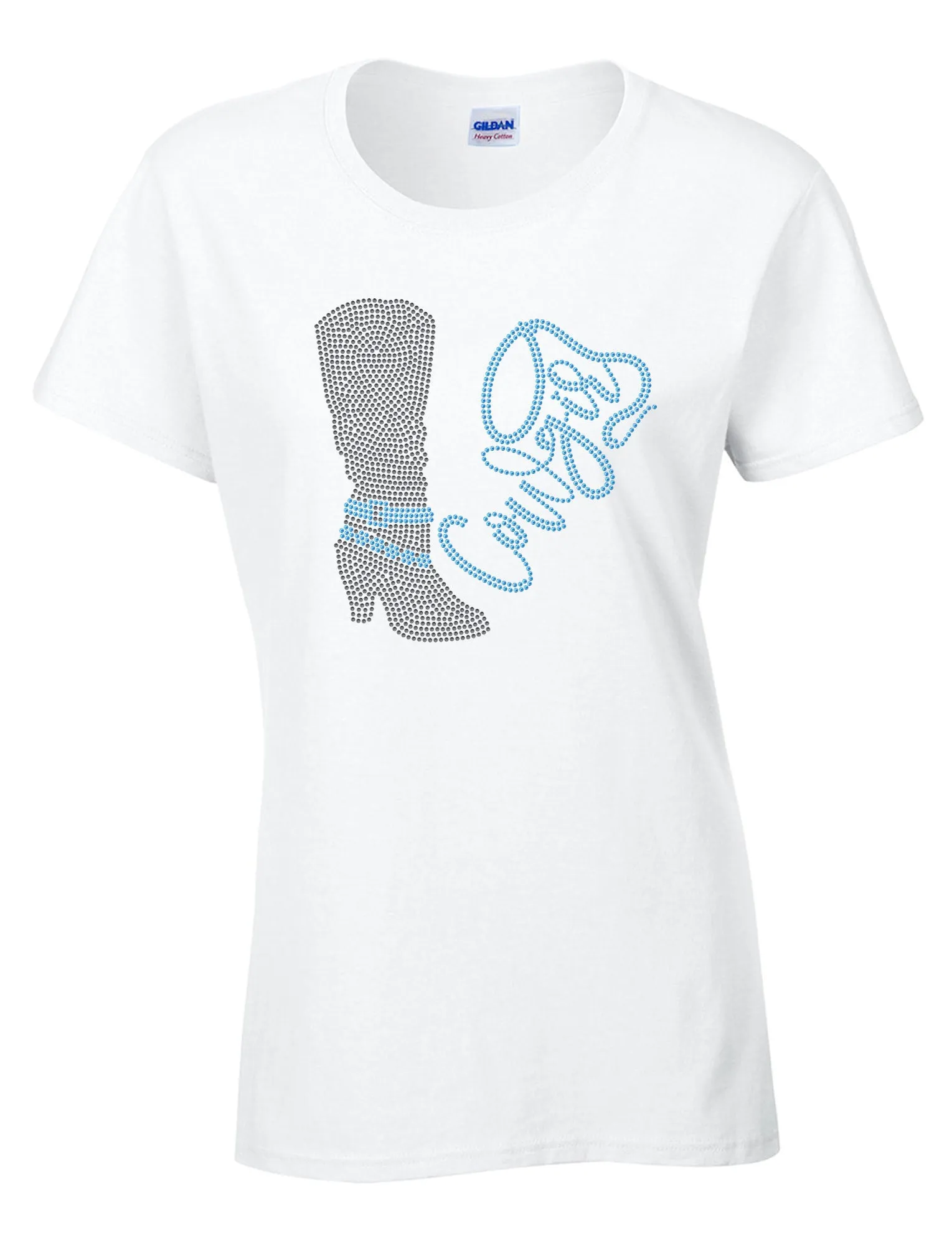 Rhinestone Cowgirl Boot Bling T-Shirt