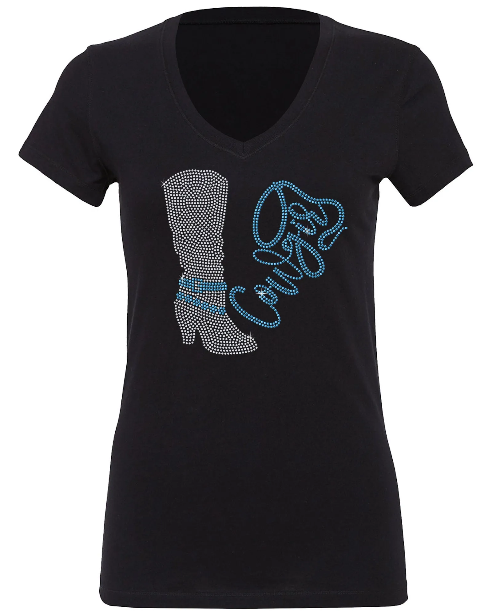 Rhinestone Cowgirl Boot Bling T-Shirt