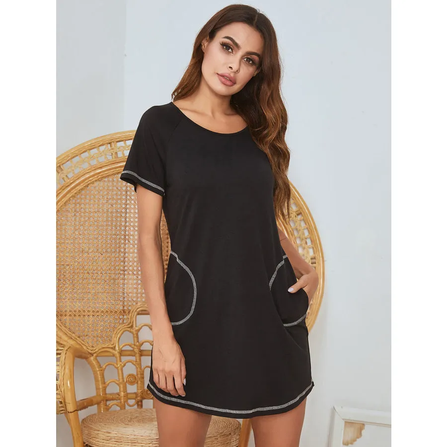 Round Neck Short Sleeve Lounge Dress