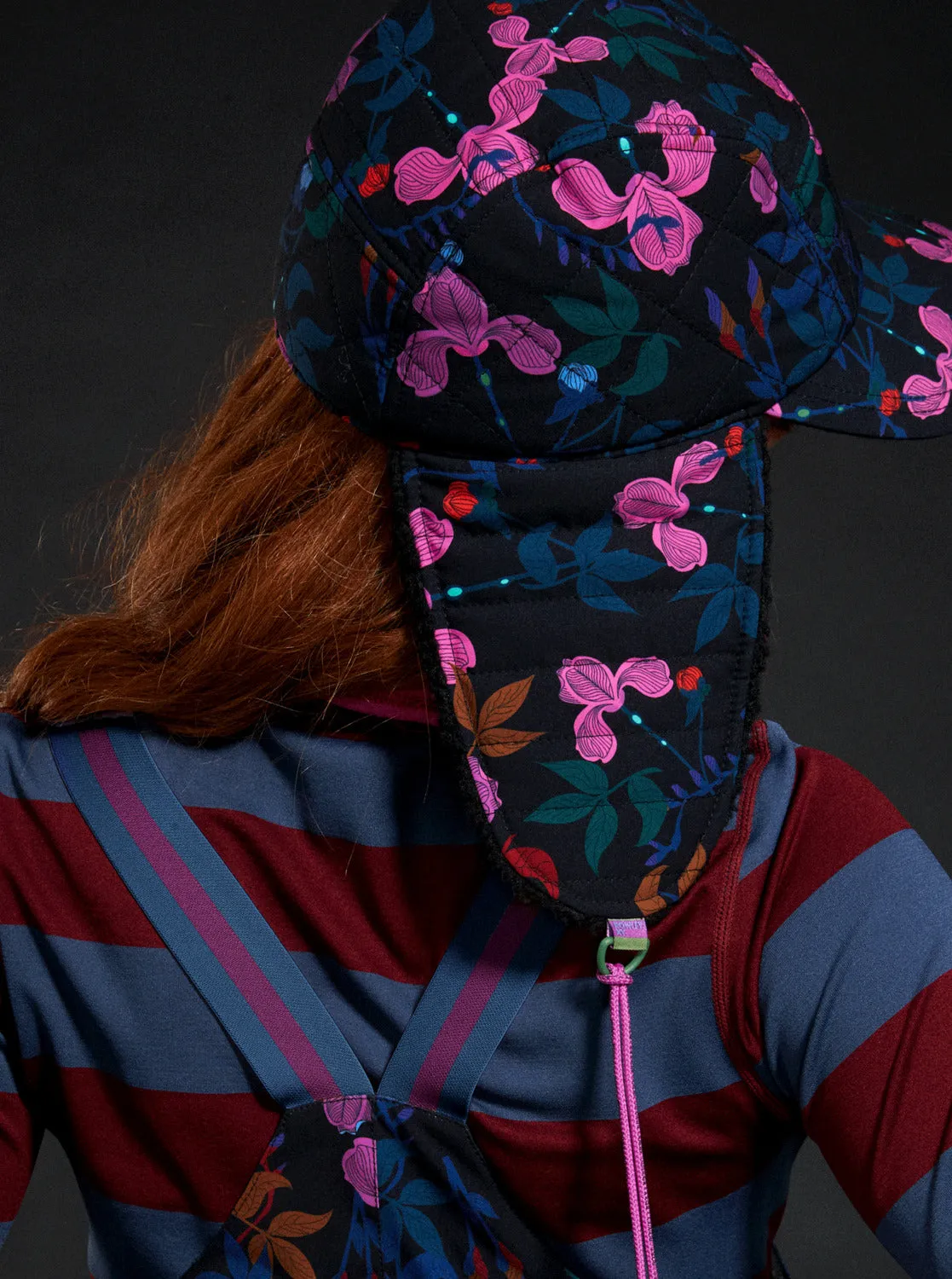 ROWLEY X ROXY Trapper Hat - True Black Darkreds Floral