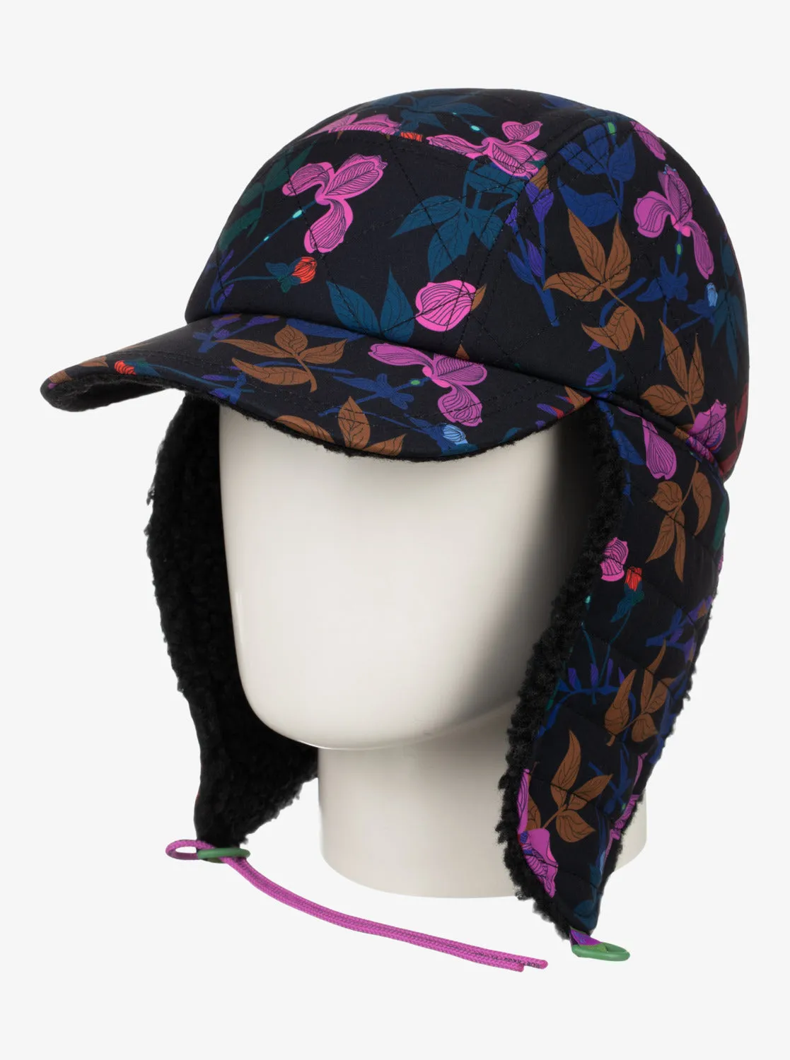 ROWLEY X ROXY Trapper Hat - True Black Darkreds Floral