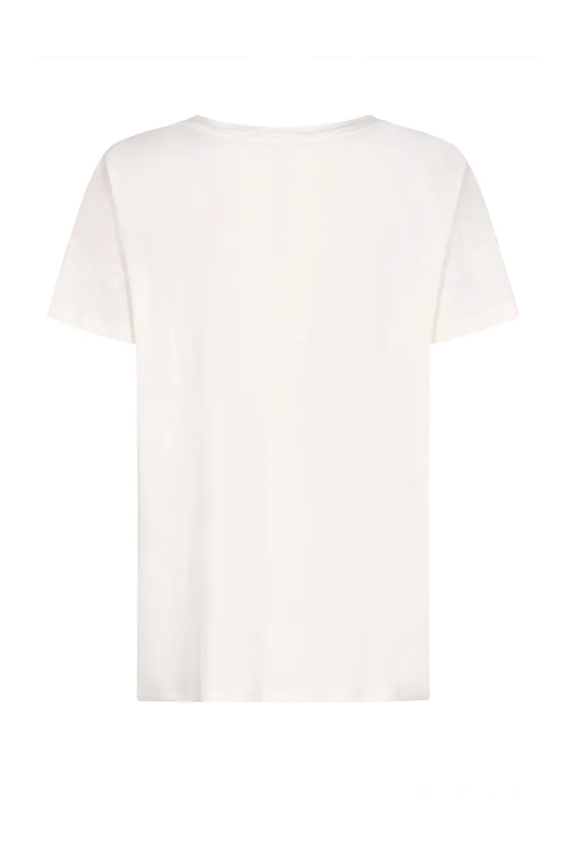 Rue O-Ss Embroidery Tee | Birch | T-shirt fra Mos Mosh