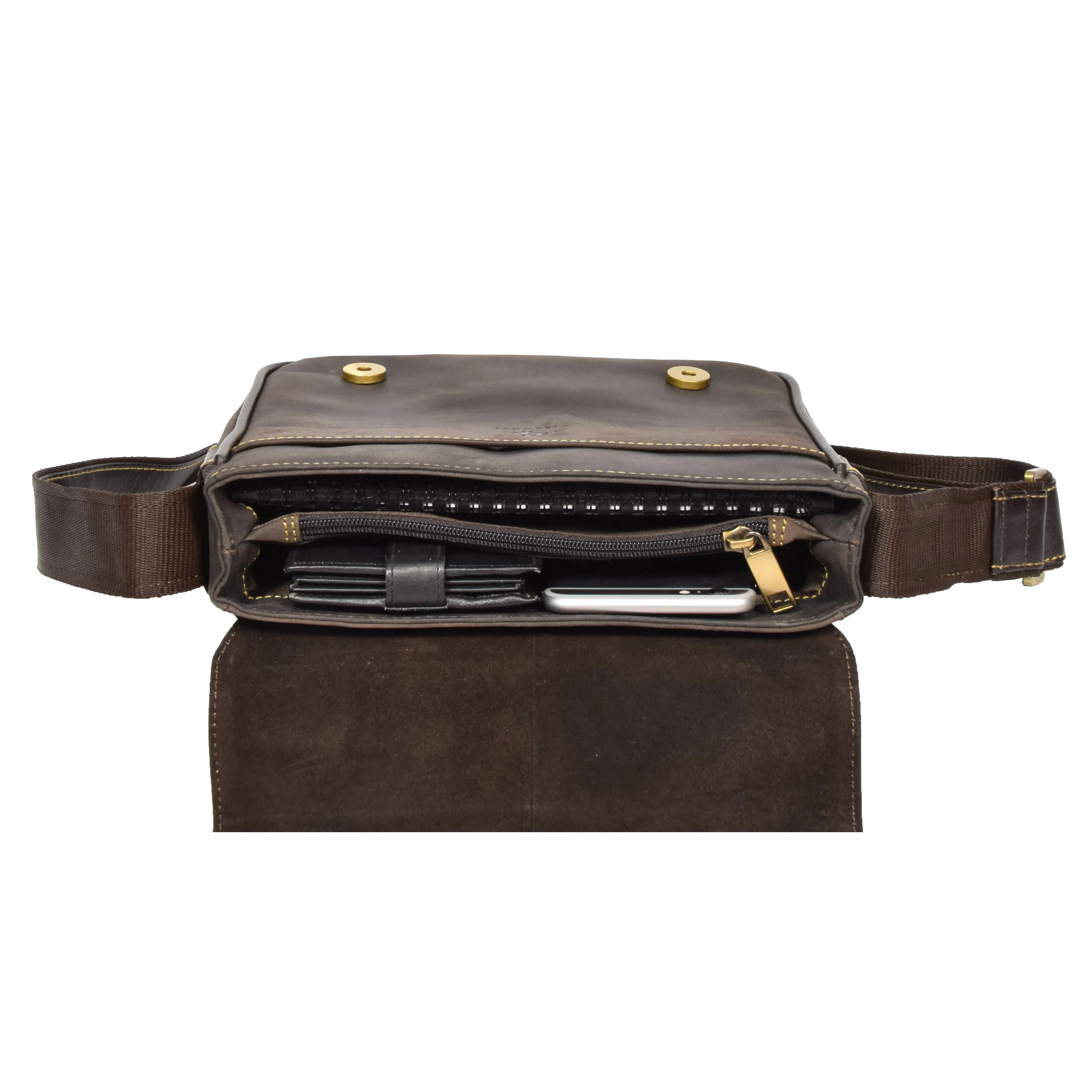 Satchel Style Leather Flight Bag HOL12 Brown