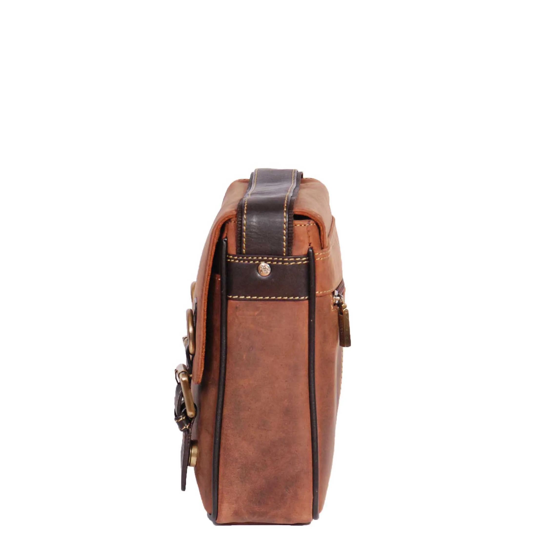 Satchel Style Leather Flight Bag HOL12 Tan