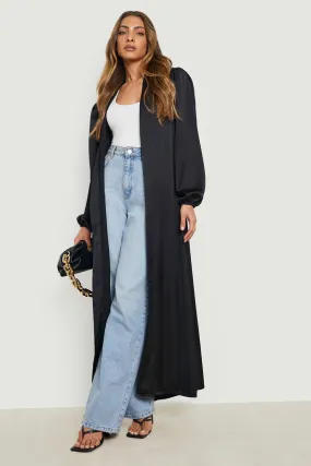 Satin Maxi Belted Kimono