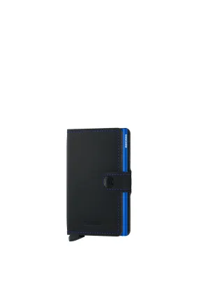 Secrid Leather Mini Walllet, Matte Black & Blue