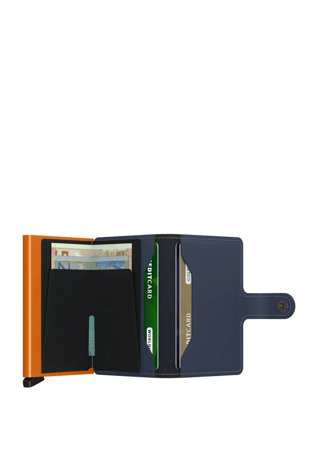 Secrid Mini Wallet, Matte Night Blue & Orange