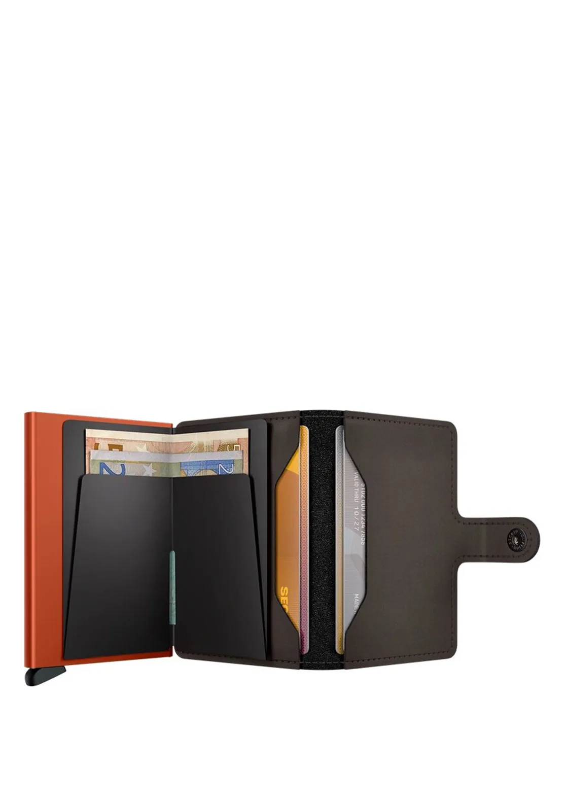 Secrid Mini Wallet, Matte Truffle & Orange