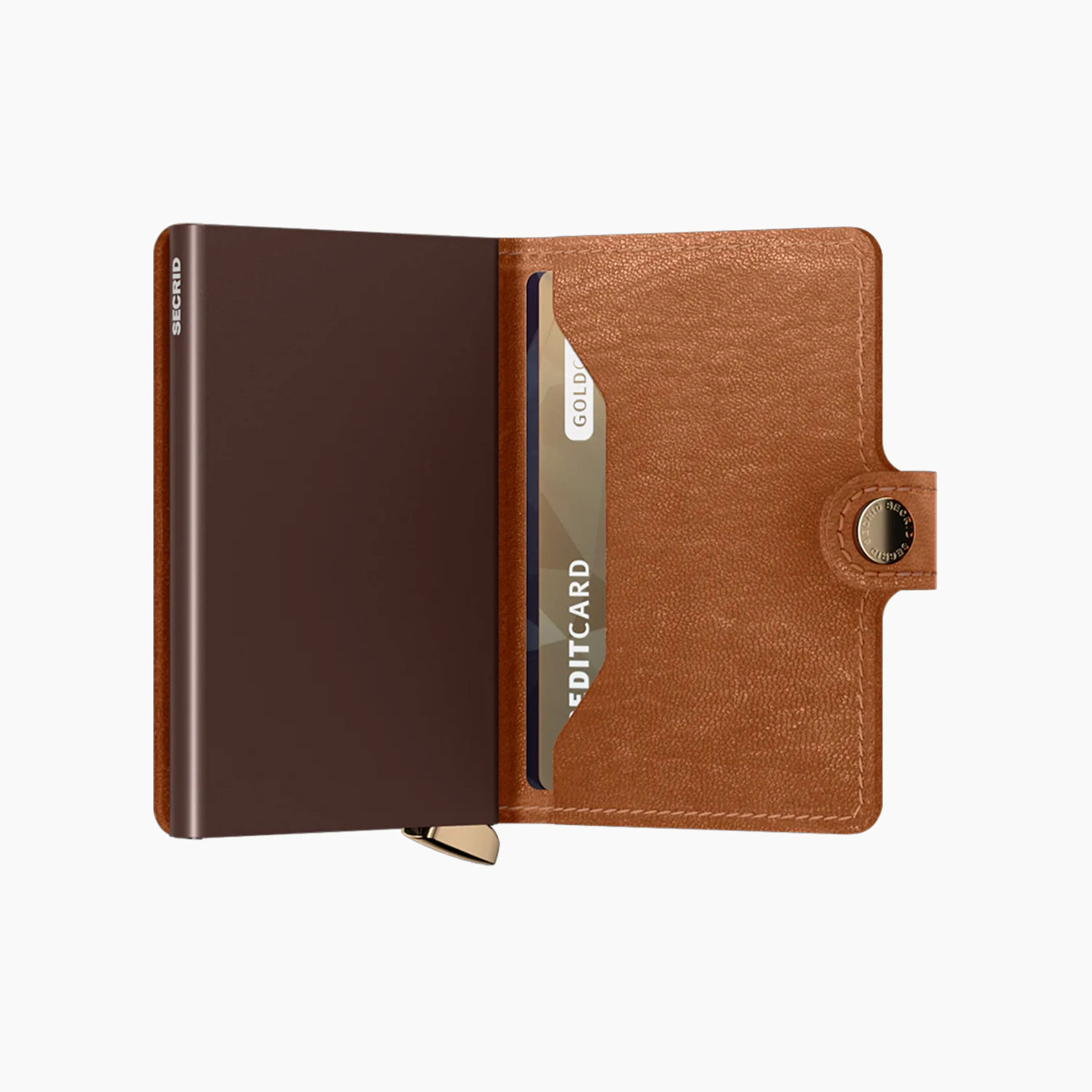 SECRID PREMIUM MINIWALLET EMBOSS LINES COGNAC