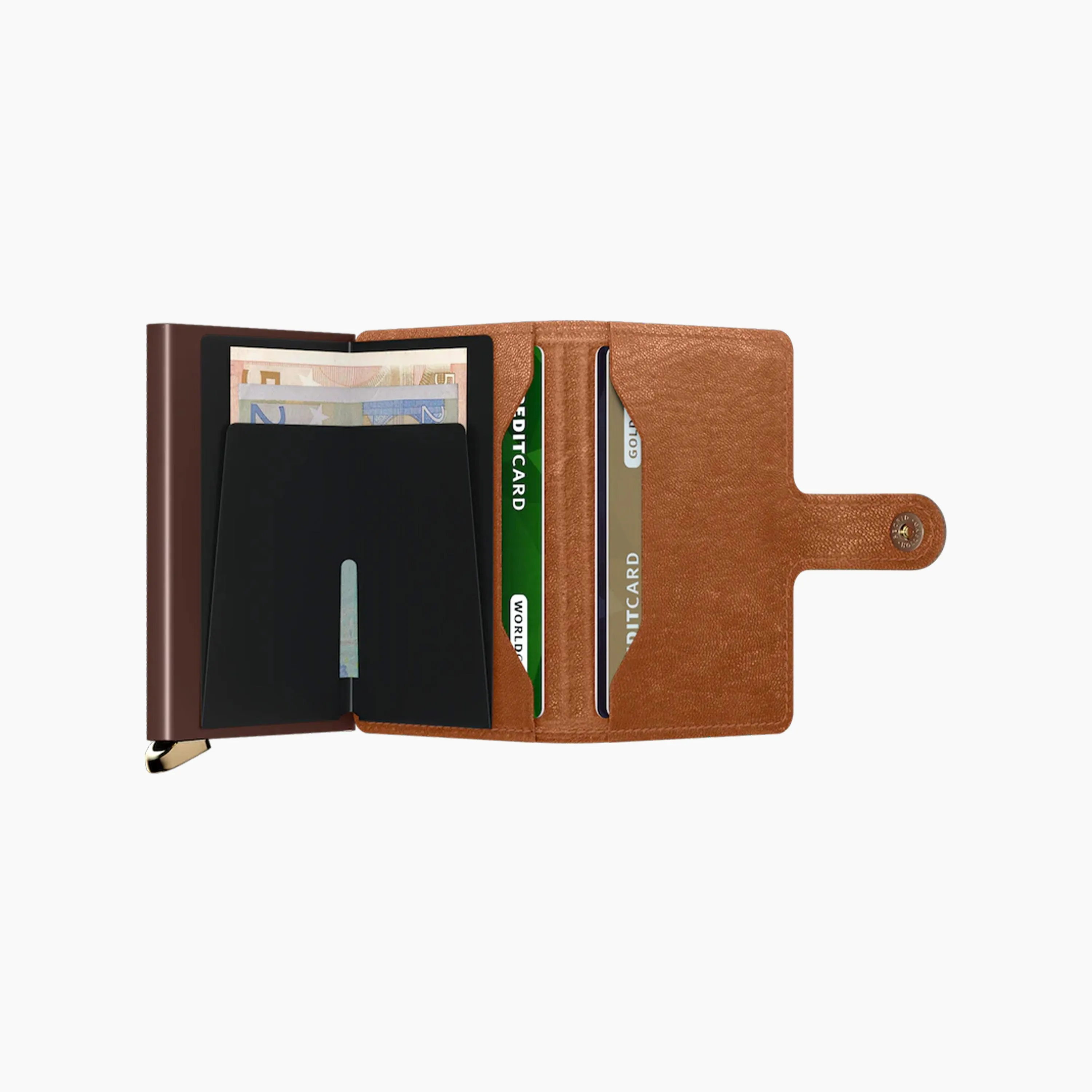 SECRID PREMIUM MINIWALLET EMBOSS LINES COGNAC