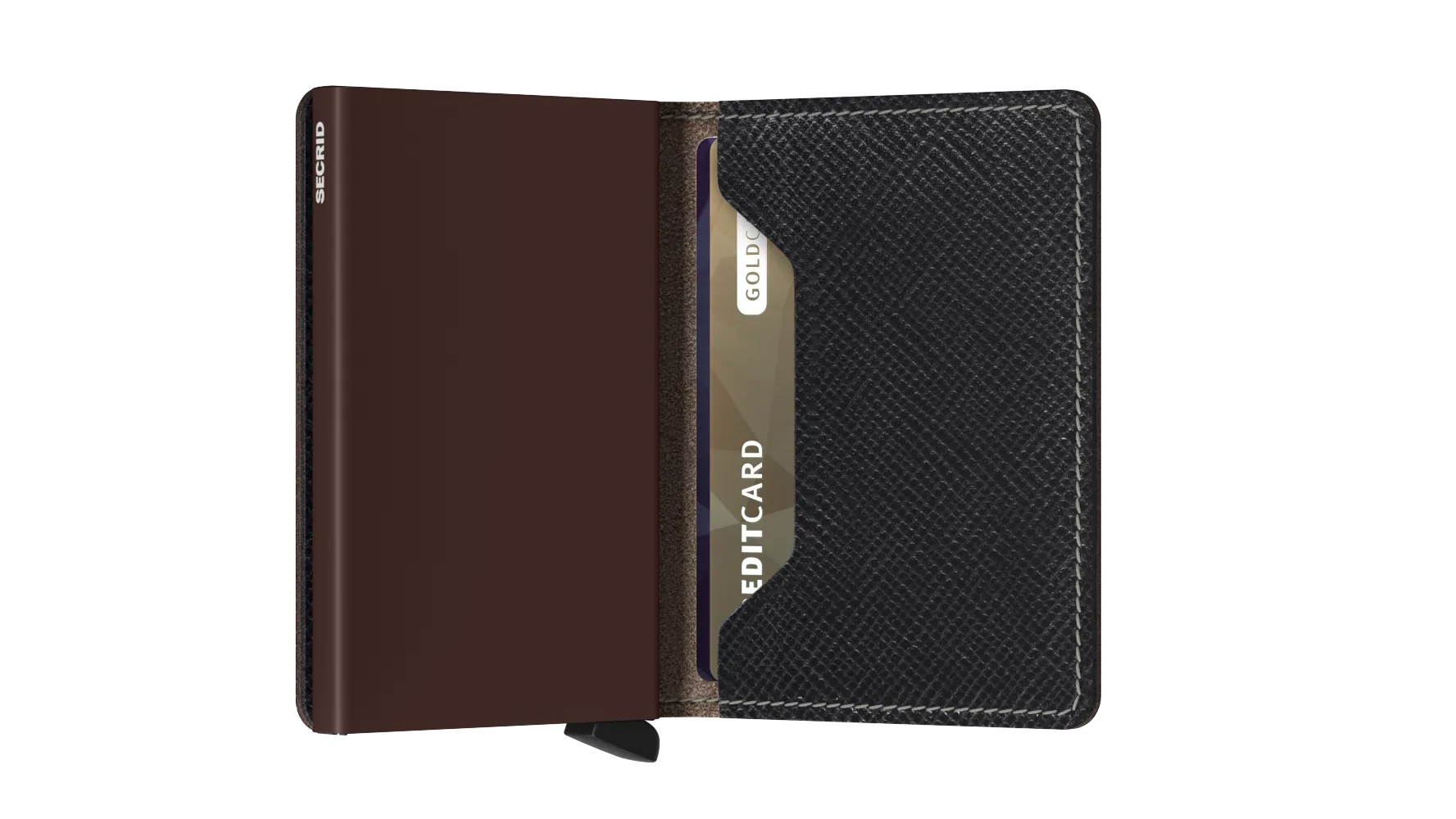 Secrid Slim Saffiano Wallet in Brown