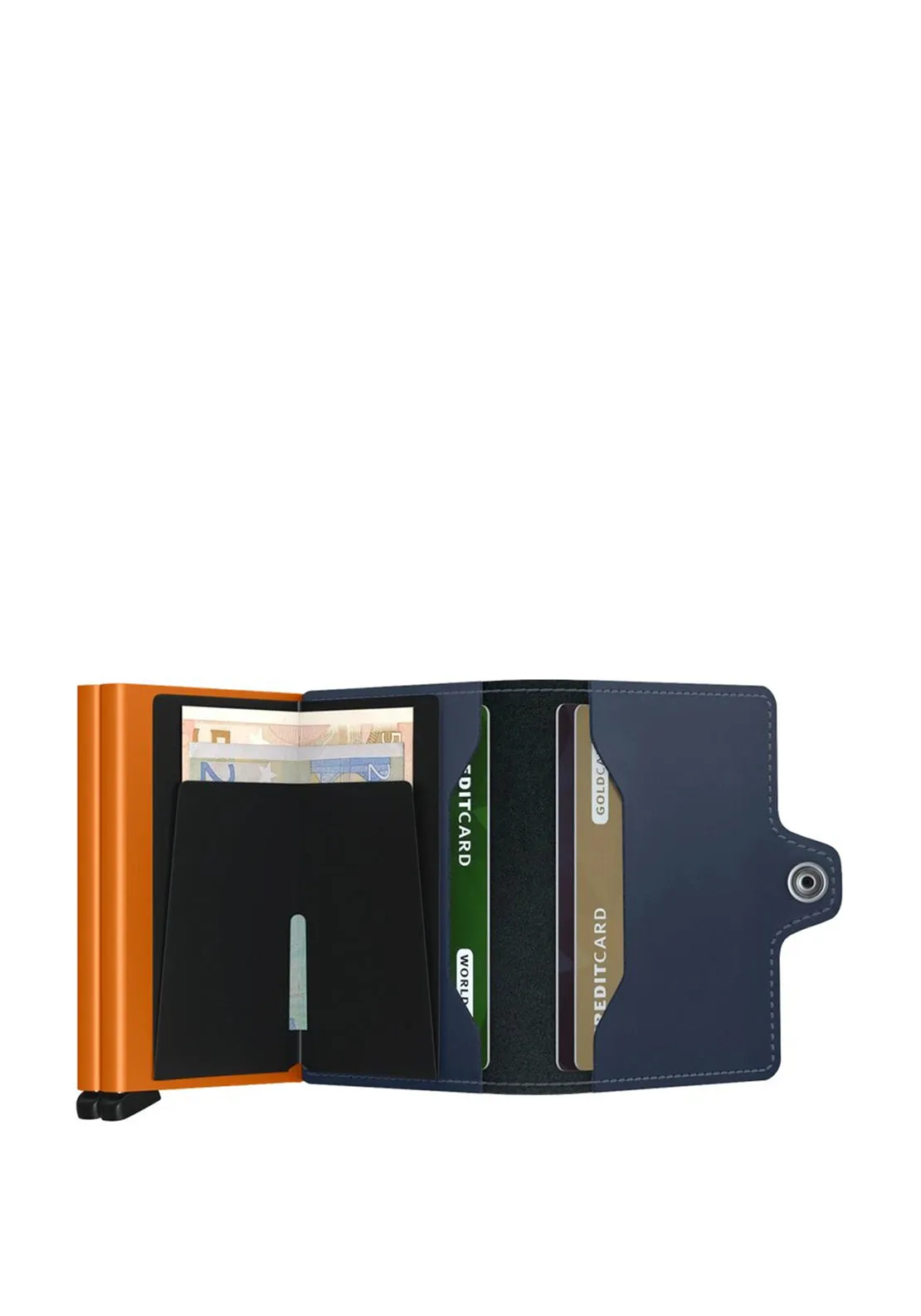 Secrid Twin Wallet, Matte Night Blue & Orange